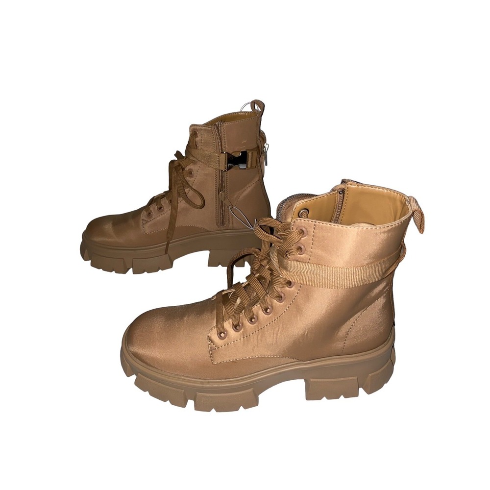 Steve‎ Madden Tanker-P Utilitarian Combat & Lace Up Ankle Tan Boots Women 9M